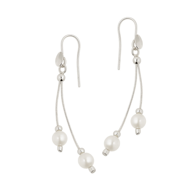 Kolczyki srebrne wiszące z perłami