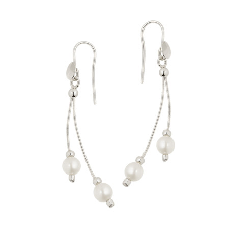 Kolczyki srebrne wiszące z perłami