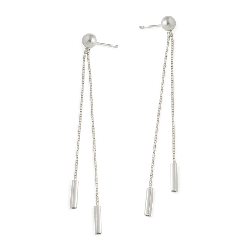 Kolczyki srebrne kostka kwadratowa z kulkami