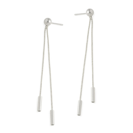 Kolczyki srebrne kostka kwadratowa z kulkami