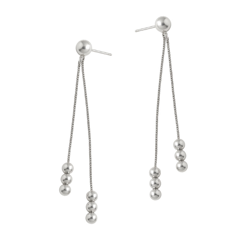 Kolczyki srebrne wiszące kulki na kostce