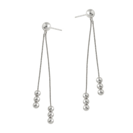 Kolczyki srebrne wiszące kulki na kostce