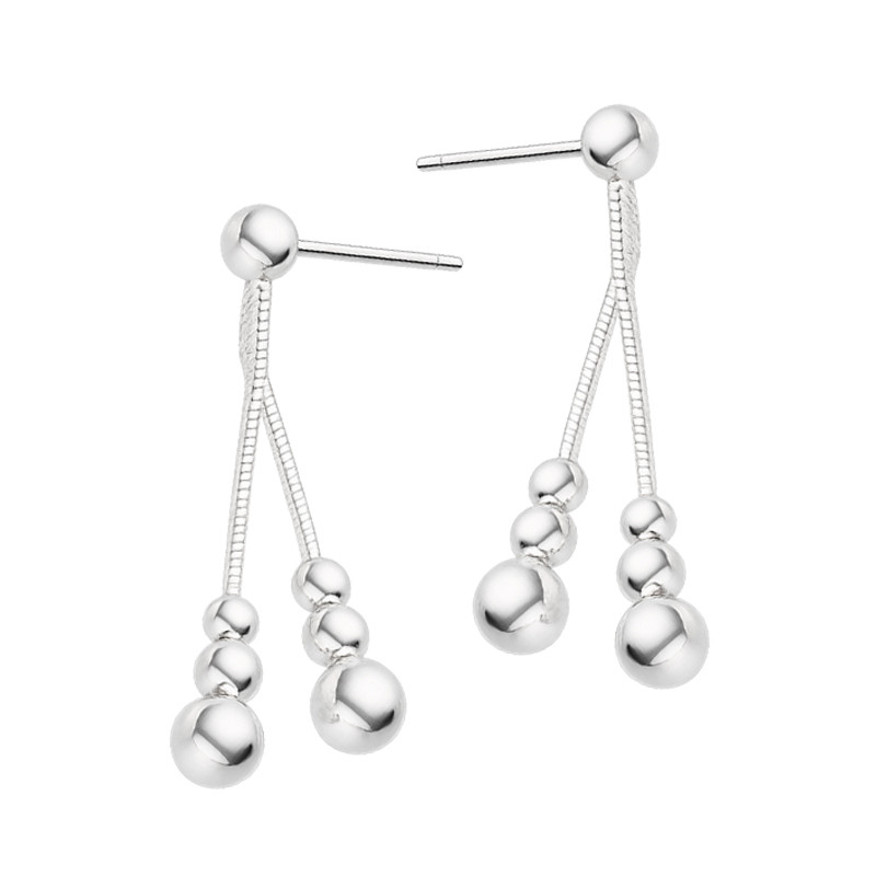 Kolczyki wiszące linka kwadratowa z kulkami