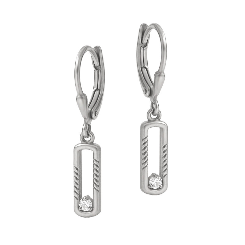 Kolczyki srebrne owalna ramka z cyrkonią