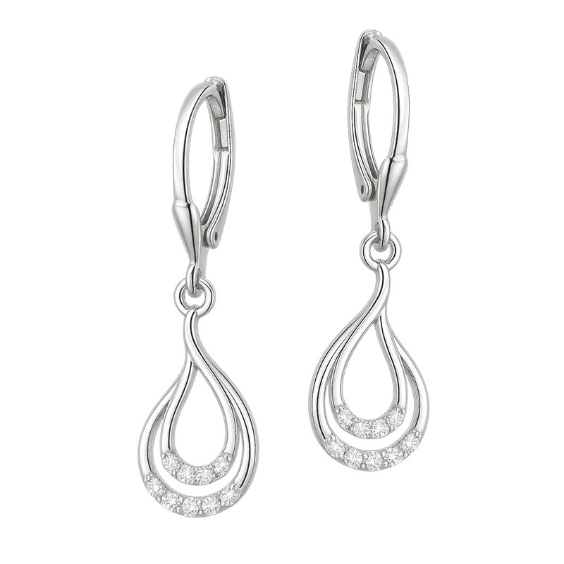 Kolczyki srebrne kropla ramka podwójna