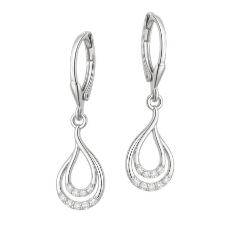 Kolczyki srebrne kropla ramka podwójna