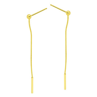 Kolczyki pozłacane wiszące linka i gładka kulka