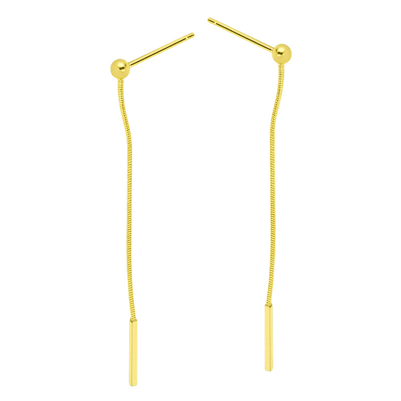 Kolczyki pozłacane wiszące linka i gładka kulka
