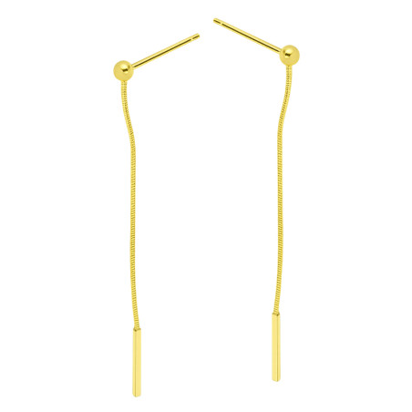 Kolczyki pozłacane wiszące linka i gładka kulka