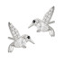 Kolczyki srebrne z kolibrem z cyrkonii koloru białego