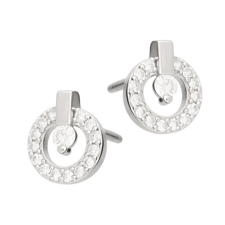 Kolczyki srebrne koło z białymi cyrkoniami