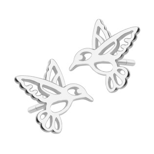 Kolczyki srebrne ażurowy ptak