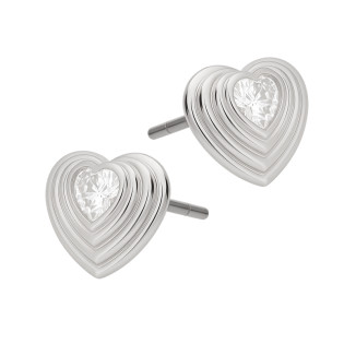 Kolczyki srebrne serce nakładane z cyrkonią