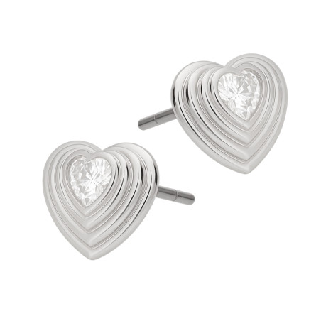 Kolczyki srebrne serce nakładane z cyrkonią