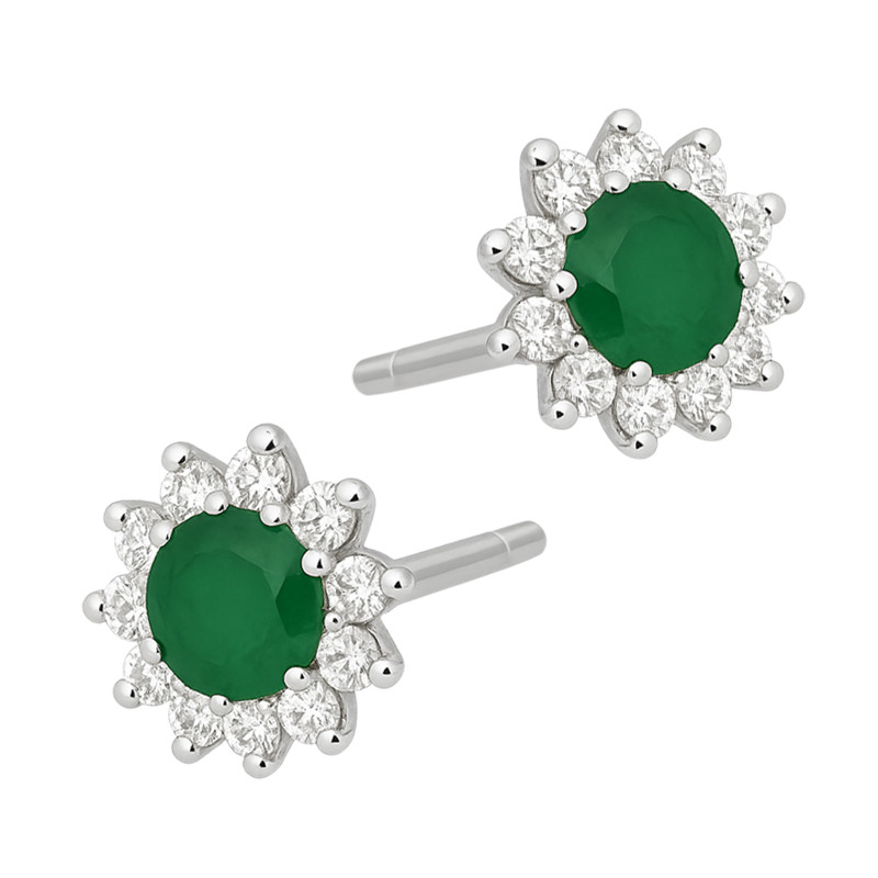 Kolczyki srebrne Markiza kwiatek ze Szmaragdami