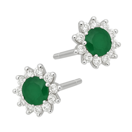 Kolczyki srebrne Markiza kwiatek ze Szmaragdami