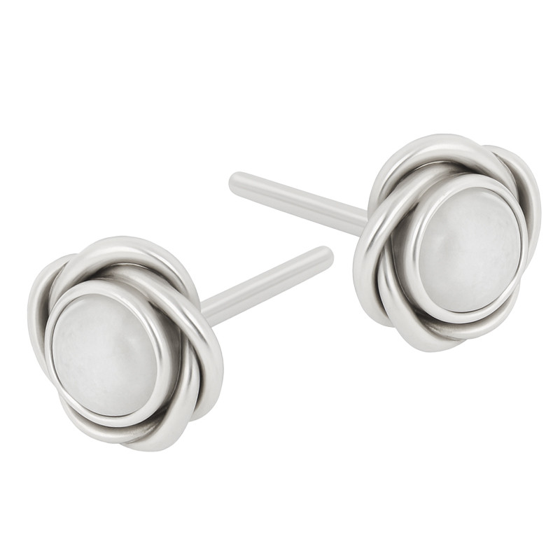 Kolczyki srebrne z naturalnym Kamieniem Księżycowym w kwiatowej otoczce