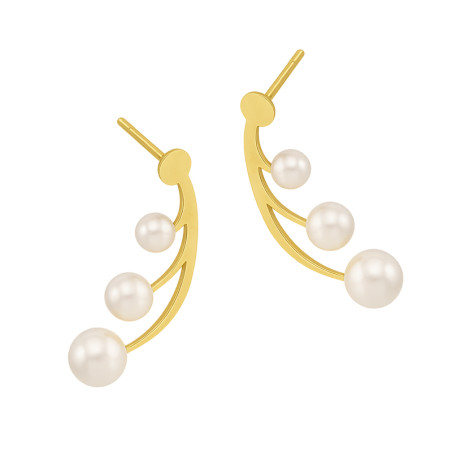 Kolczyki pozłacane z perłami na gałązce