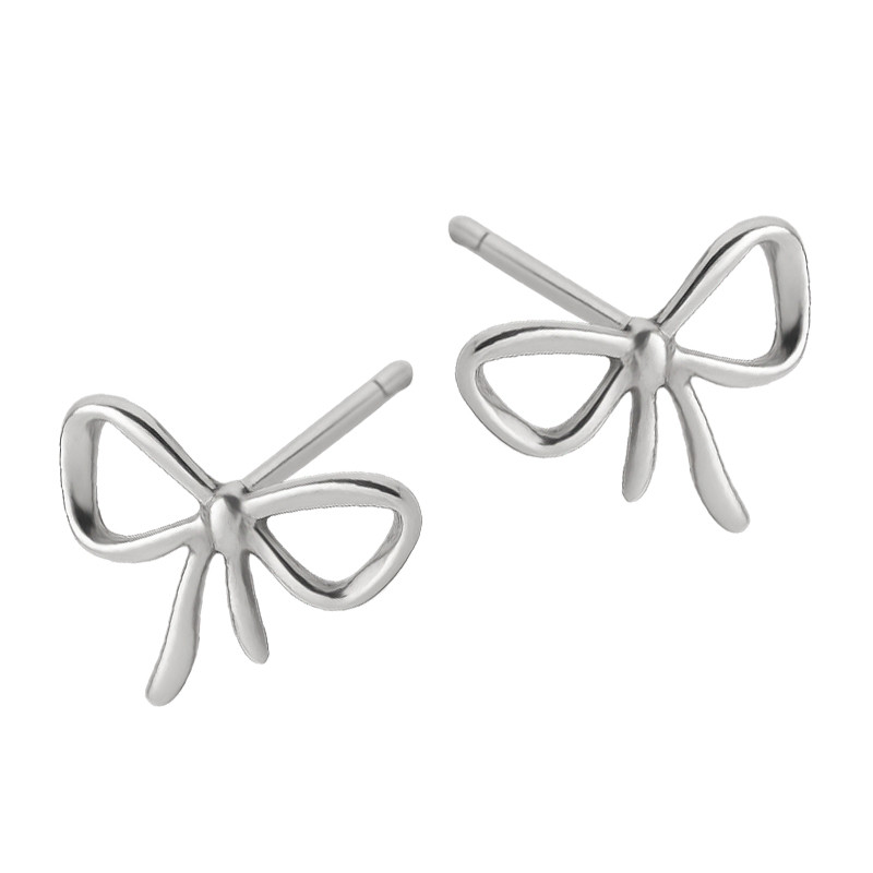 Kolczyki srebrne kokardka ramka