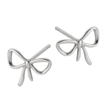 Kolczyki srebrne kokardka ramka