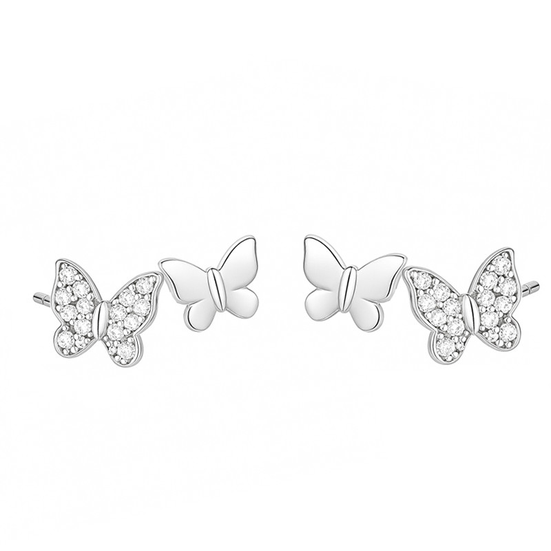 Srebrne kolczyki motylki z cyrkoniami - JubilerSezam.pl