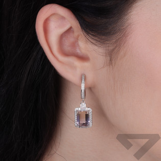 Kolczyki srebrne z cyrkoniami i ametrynem