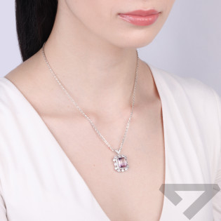 Wisior srebrny z cyrkoniami i amterynem