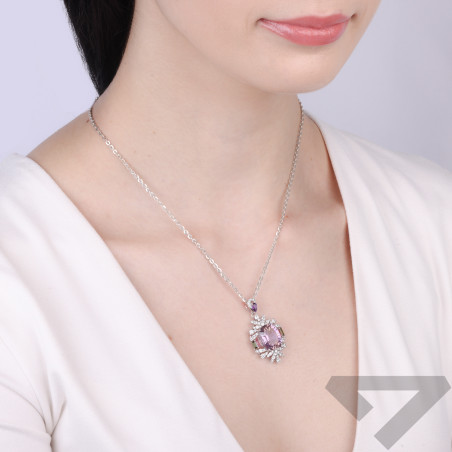 Wisior srebrny z cyrkoniami i ametrynem