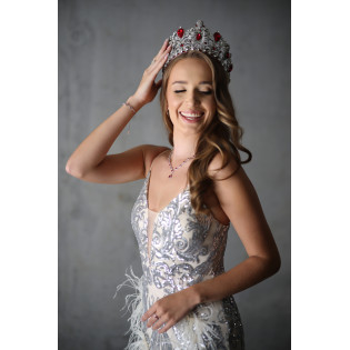 Kolczyki srebrne Markiza owal i łezka z czerwoną cyrkonią