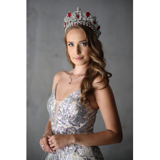 Pierścionek srebrny Markiza łezka czerwona cyrkonia