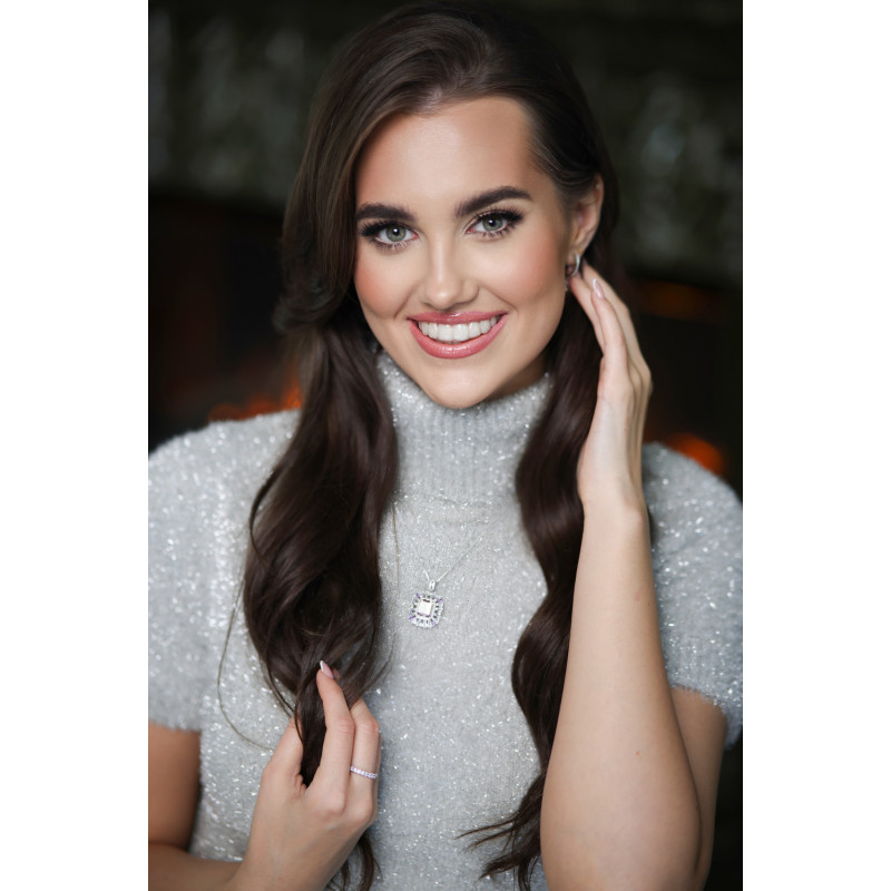 Wisior z naturalnym ametrynem i cyrkoniami