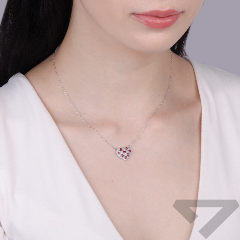 Naszyjnik srebrny z naturalnymi rubinami