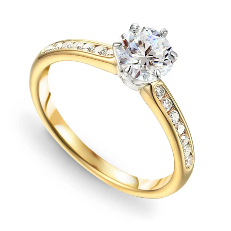 Pierścionek złoty Soliter bis z diamentami laboratoryjnymi 0,71 ct