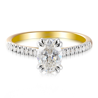 Pierścionek złoty z diamentami laboratoryjnymi szlif owalny 1,17 ct