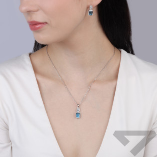 Kolczyki srebrne wiszące z cyrkoniami i naturalnym topazem London