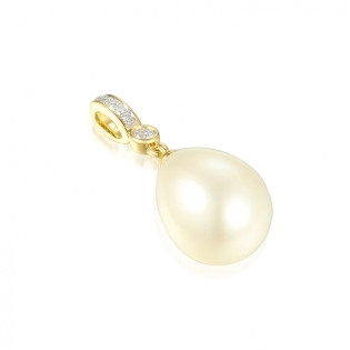 Zawieszka złota z naturalną perłą i diamentami 0,04 ct