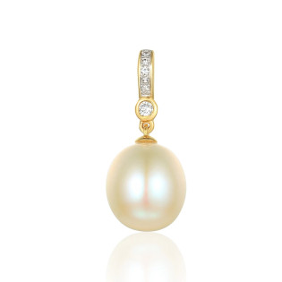 Zawieszka złota z naturalną perłą i diamentami 0,03 ct