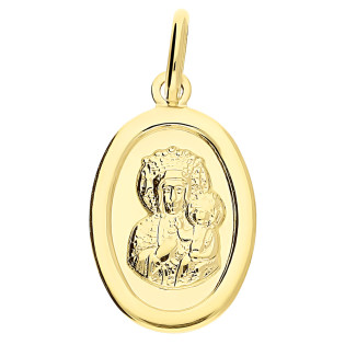 Medalik złoty Matka Boska Częstochowska w owalu
