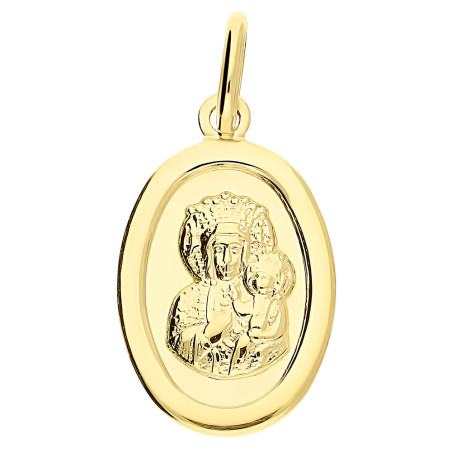Medalik złoty Matka Boska Częstochowska w owalu