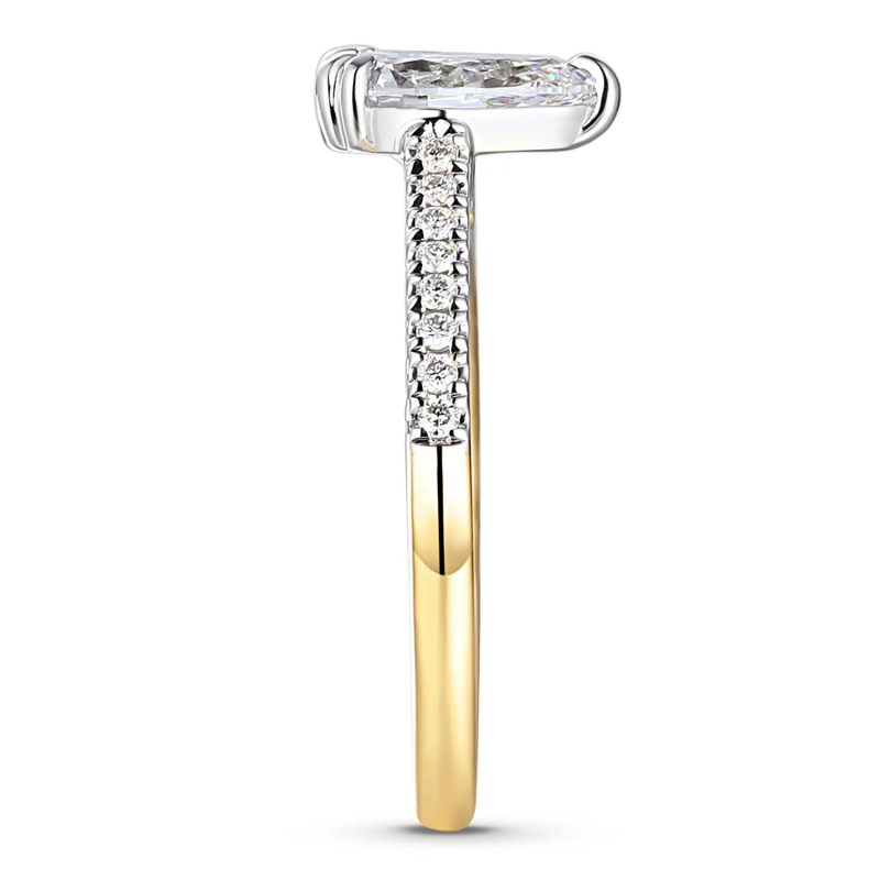 Pierścionek złoty z diamentami laboratoryjnymi 1,19 ct kamień centralny szlif gruszka