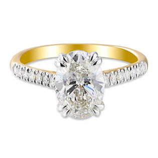 Pierścionek złoty z diamentami laboratoryjnymi 2,22 ct kamień centralny szlif owalny