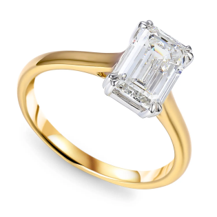 Pierścionek z diamentem laboratoryjnym 2,02 ct o szlifie szmaragdowym