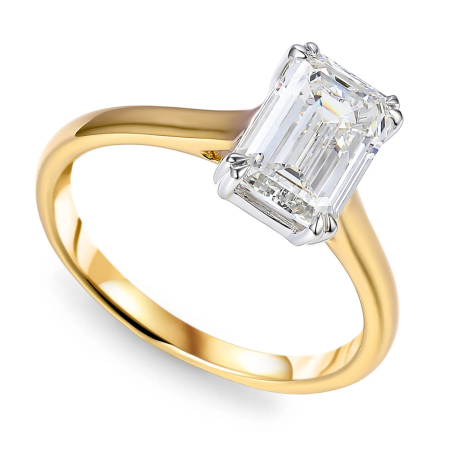 Pierścionek z diamentem laboratoryjnym 2,02 ct o szlifie szmaragdowym