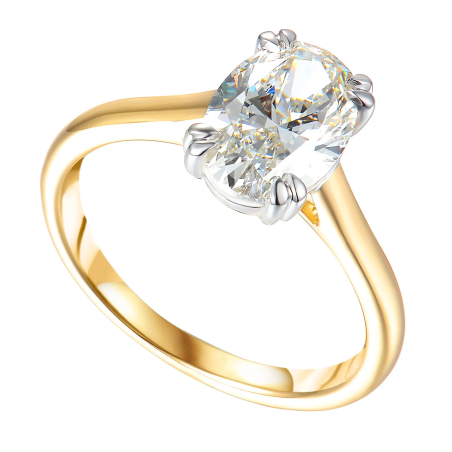 Pierścionek złoty z diamentem laboratoryjnym 2,06 ct o owalnym szlifie