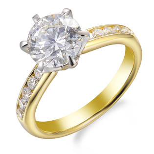 Pierścionek złoty Soliter z diamentami laboratoryjnymi 2,39 ct