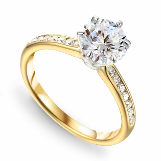 Pierścionek złoty Soliter bis z diamentami laboratoryjnymi 1,36 ct