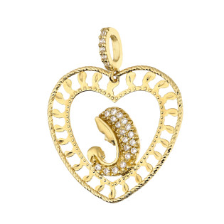 Medalik złoty Matka Boska z Dzieciątkiem w sercu próba 585