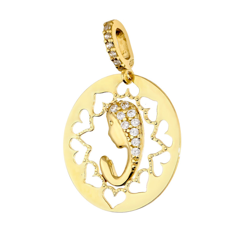 Medalik złoty Matka Boska Modląca w owalu próba 585