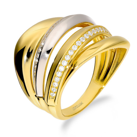 Pierścionek złoty z białymi cyrkoniami próba 585