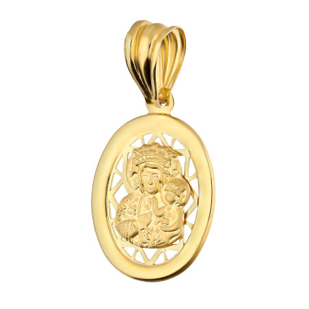 Medalik złoty Częstochowska w owalu próba 585